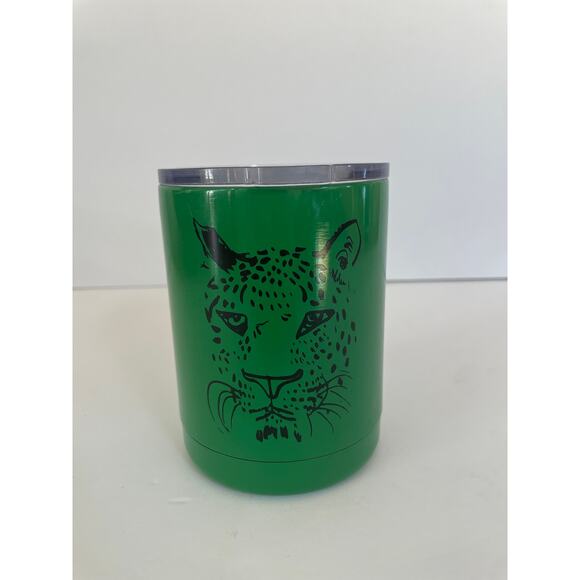 Clare V. For ANTHROPOLOGIE Green Leopard Travel Tumbler Mug - Picture 1 of 3